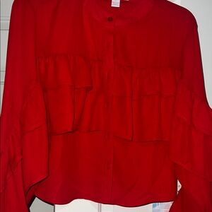 Vibrant Scarlet Ruffle Blouse